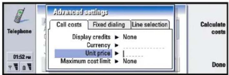 NOKIA 9290 - Call costs page - 1