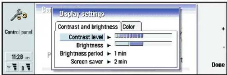 NOKIA 9290 - Contrast and brightness page - 1