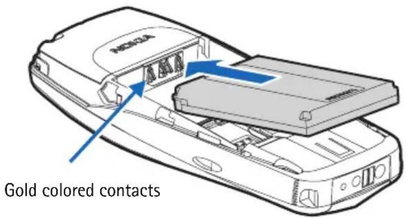 NOKIA 6010 - • INSTALL THE BATTERY - 1