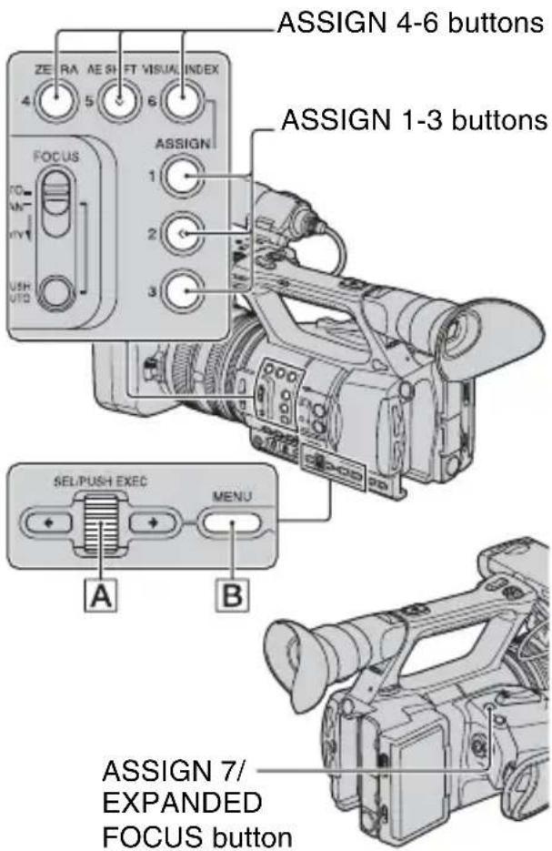 SONY HXR-NX5M - Functions you can assign to the ASSIGN buttons - 1