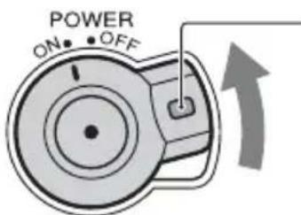 SONY HXR-NX5M - Slide the POWER switch to ON while you press the green button. - 1
