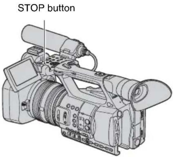 SONY HXR-NX5M - Press and hold the STOP button for more than 3 seconds. - 1
