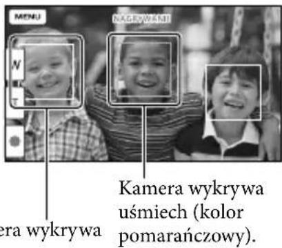 MENU NAGOWANI W T Kamera wykrywa uśmiech (kolor pomarańczowy).