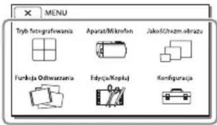 MENU Tryb fotografewania Aparab/Mikrofan Jakość/razm.obrazu Funkcja Odbwarzania Edycja/Kopluj Konfiguracja