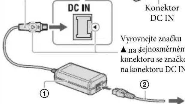 DC IN Konektor DC IN Vyrovnejte značku ▲ na šejnosměrném konektoru se značko na konektoru DC IN ① ②