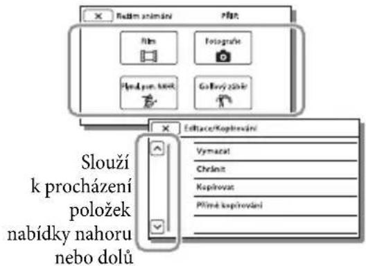Redim számání Film Fotografie Hand-pun kost Gořový závěr Editace/Kopřování Slouží k procházení položek nabídky nahoru nebo dolů