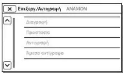 Επεξεργ/Αντηγραφή ANAMON Διαγραφή Προστασία Αντηγραφή Άμκσα αυτηγραφο