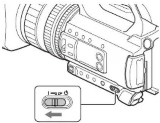 SONY HXR-NX200 - Přepněte přepínač ON/STANDBY do polohy ON (I). - 1