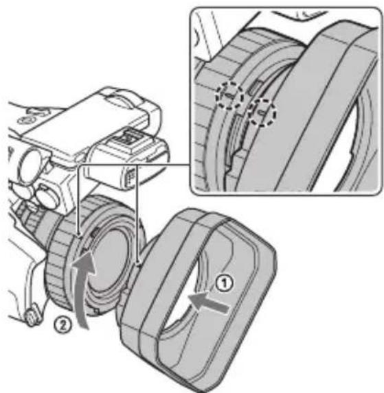 SONY HXR-NX200 - Nasazení sluneční clony - 1