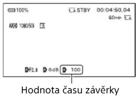 100% A STBY 00:04:50.04 60min A0B 1080/501 DF2.8 0dB 100 Hodnota času závěrky