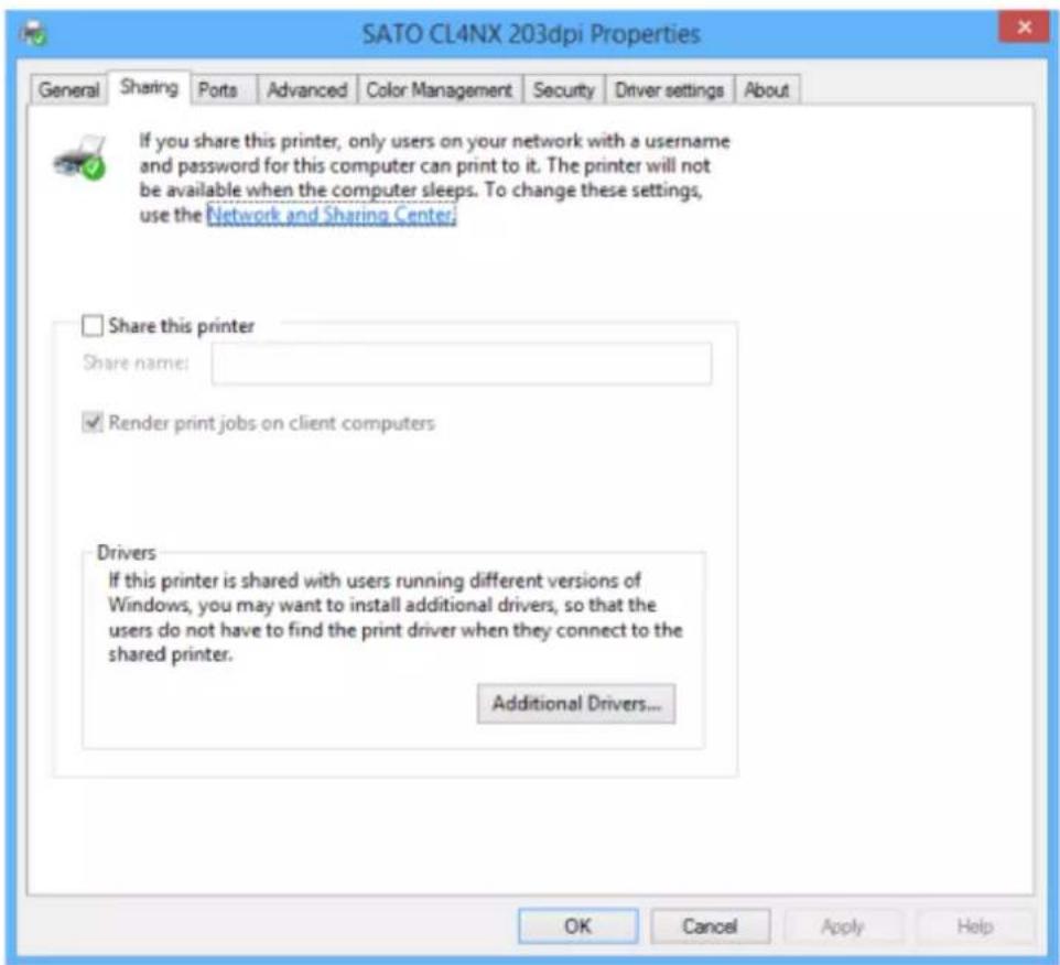SATO CL4NX Plus - Click [Change Sharing Options]. - 3