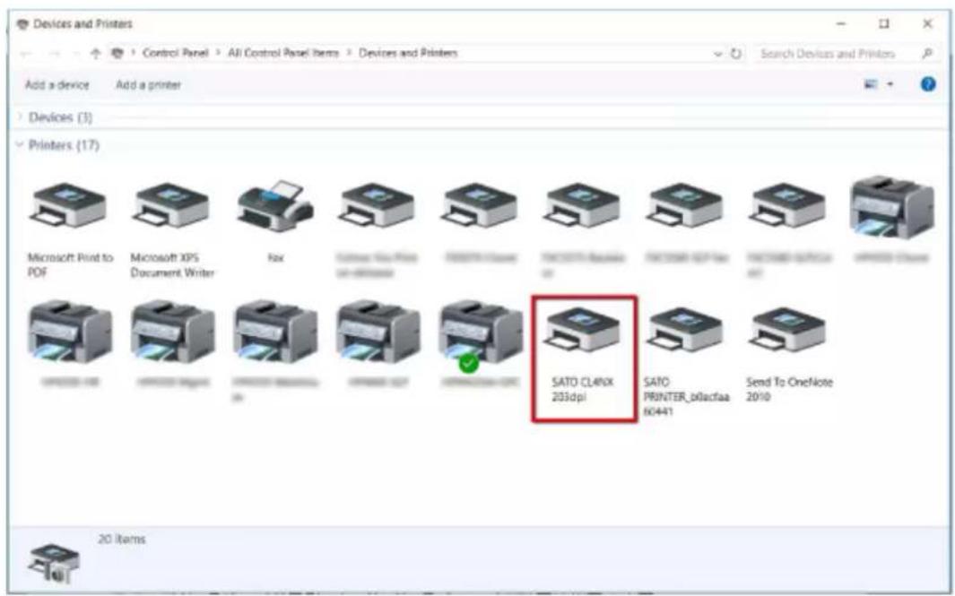 SATO CL4NX Plus - Open [Devices and Printers]\* and confirm that the printer driver is installed. - 1