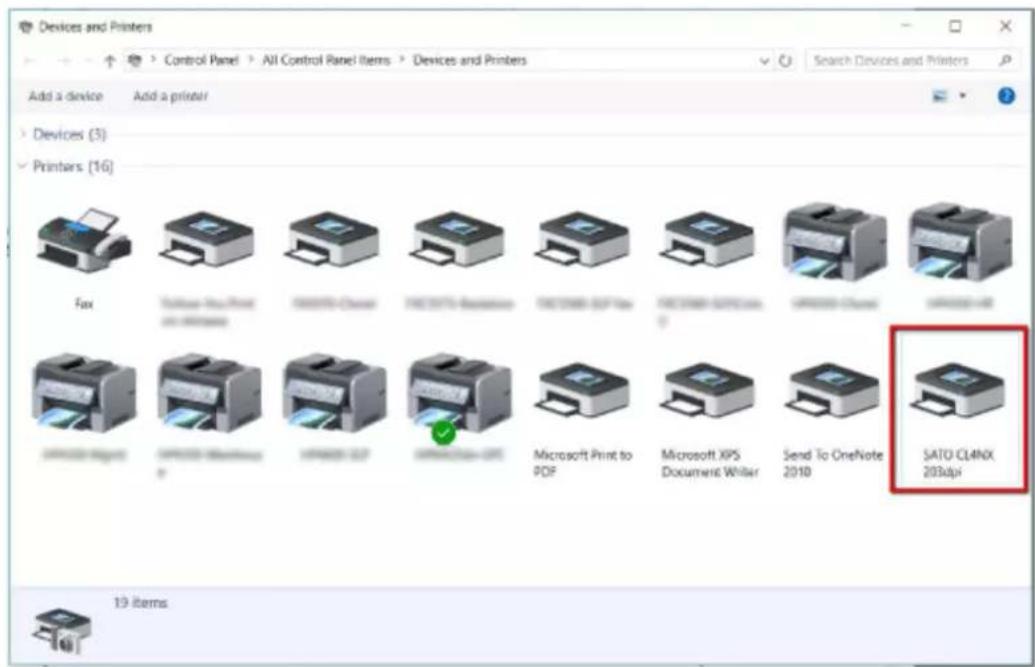 SATO CL4NX Plus - Open [Devices and Printers]\* and confirm that the printer driver is installed. - 1