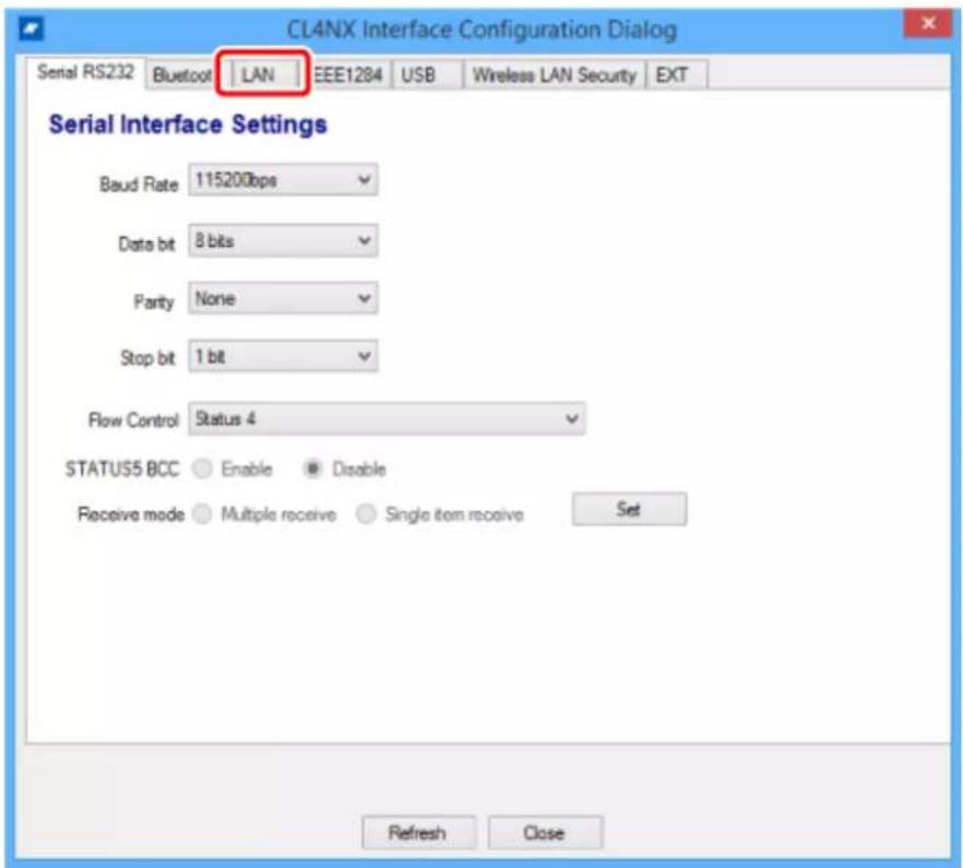 SATO CL4NX Plus - Open the [LAN] tab. - 1