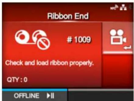 SATO CL4NX Plus - Error Message 1009 (Ribbon End) - 1