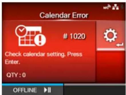 SATO CL4NX Plus - Error Message 1020 (Calendar Error) - 1