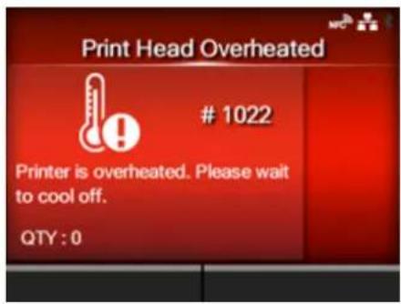 SATO CL4NX Plus - Error Message 1022 (Print Head Overheated) - 1