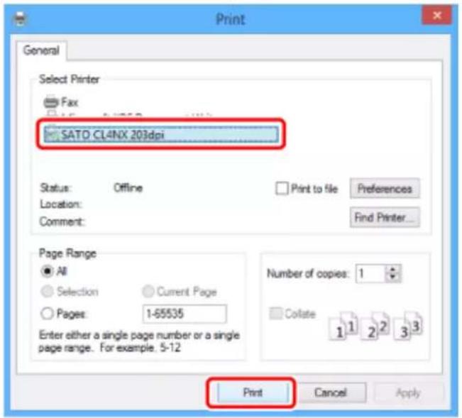 SATO CL4NX Plus - Outputting a Label from an Application Software - 3