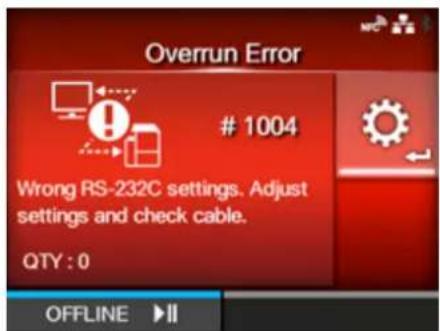 SATO CL4NX Plus - Error Message 1004 (Overrun Error) - 1