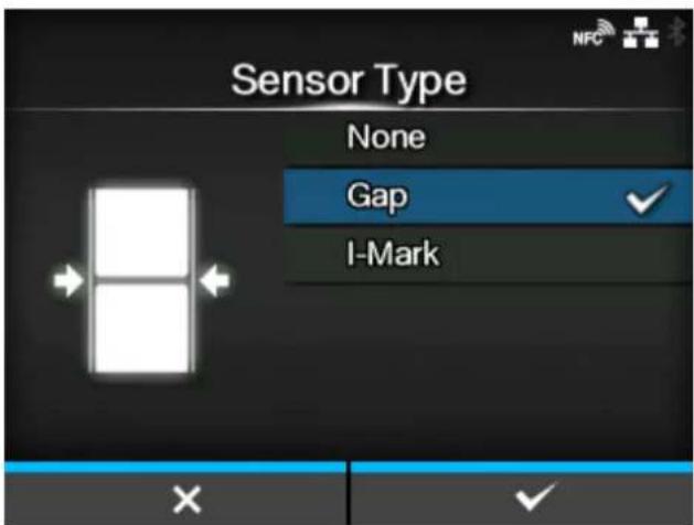 SATO CL4NX Plus - Select the media sensor type using the /buttons. - 1