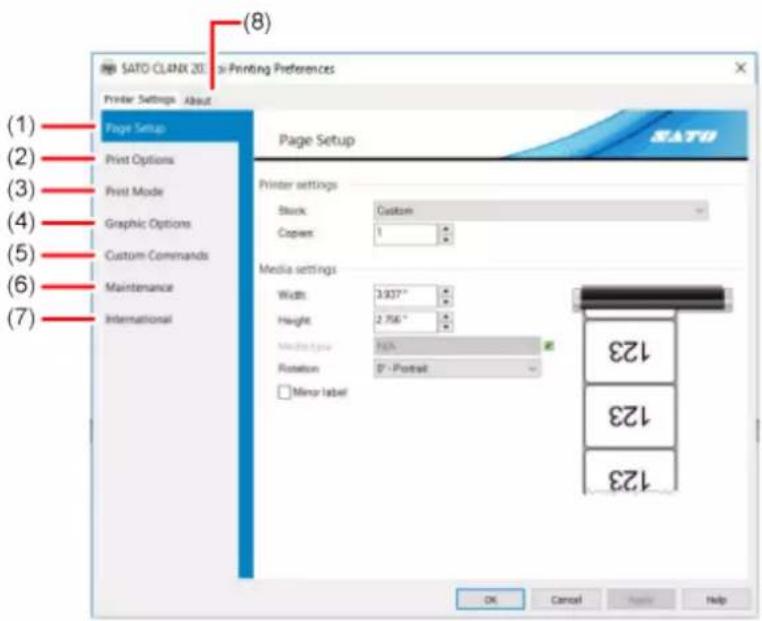 SATO CL4NX Plus - Overview of the Printer Settings - 2