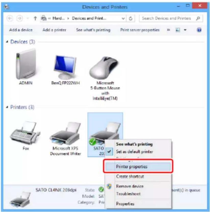 SATO CL4NX Plus - Configuring the Printer Driver Settings as an Administrator - 1