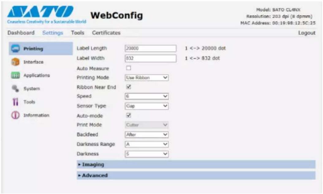 SATO CL4NX Plus - Settings - 3