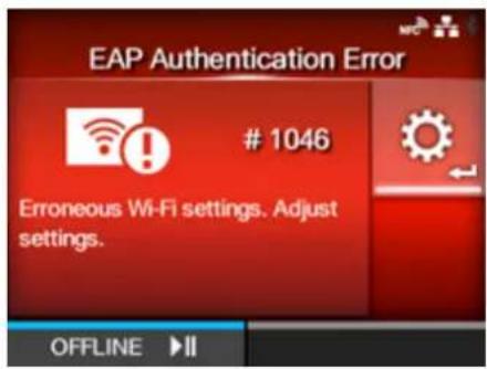 SATO CL4NX Plus - Error Message 1046 (EAP Authentication Error (EAP Failure)) - 1