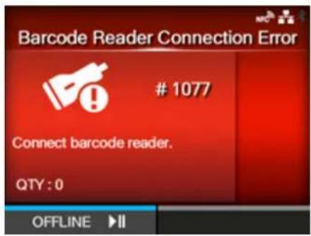 SATO CL4NX Plus - Error Message 1077 (Barcode Reader Connection Error) - 1