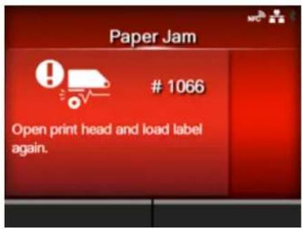 SATO CL4NX Plus - Error Message 1066 (Paper Jam) (CL4NX only) - 1