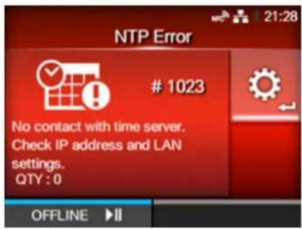 SATO CL4NX Plus - Error Message 1023 (NTP Error) - 1