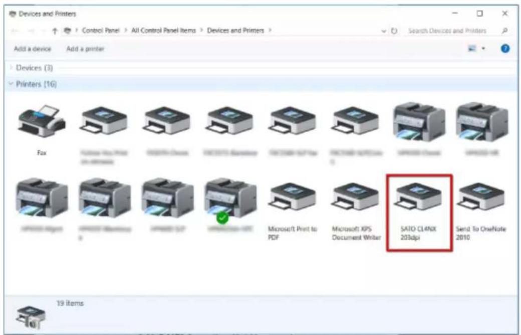 SATO CL4NX Plus - Open [Devices and Printers]\* and confirm that the printer driver is installed. - 1