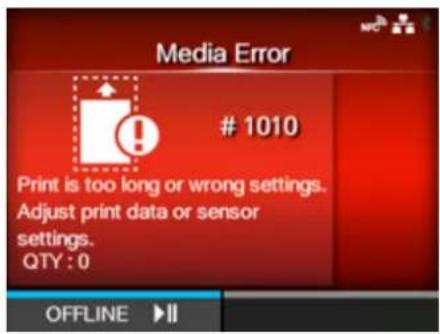 SATO CL4NX Plus - Error Message 1010 (Media Error) - 1