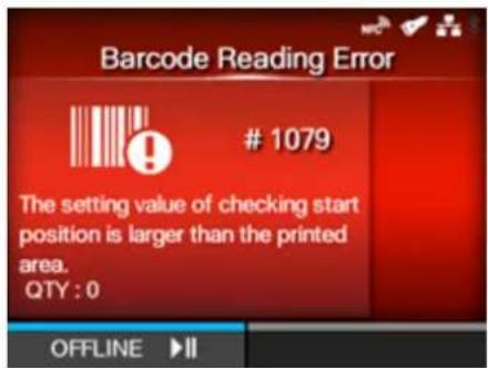 SATO CL4NX Plus - Error Message 1079 (Barcode Reading Error (Checking Start Position Abnormality)) - 1