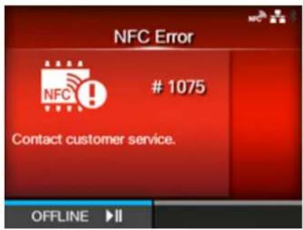 SATO CL4NX Plus - Error message 1075 (NFC Error) - 1
