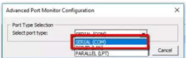 SATO CL4NX Plus - Select [SERIAL (COM)] from the [Select port type] drop down list and click [OK]. - 1