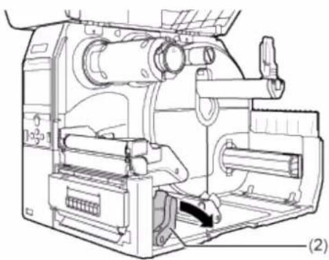 SATO CL4NX Plus - Push the head lock lever (2) towards the rear. - 1