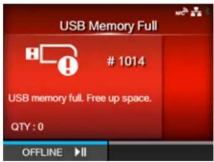 SATO CL4NX Plus - Error Message 1014 (USB Memory Full) - 1