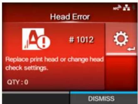 SATO CL4NX Plus - Error Message 1012 (Head Error) - 1