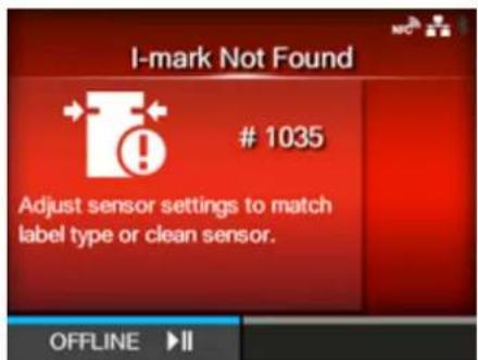 SATO CL4NX Plus - Error Message 1035 (I-mark Not Found) - 1