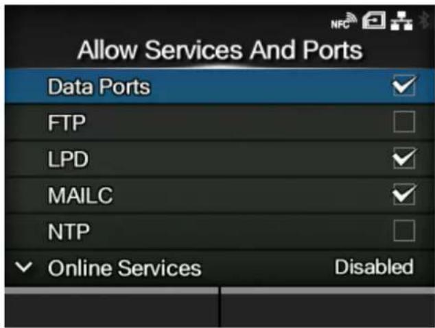 SATO CL4NX Plus - [Allow Services And Ports] - 1