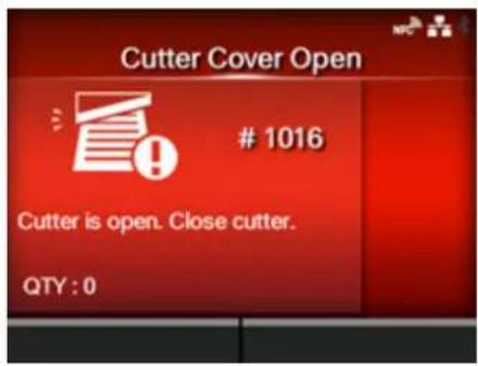 SATO CL4NX Plus - Error Message 1016 (Cutter Cover Open) - 1