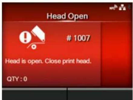 SATO CL4NX Plus - Error Message 1007 (Head Open) - 1