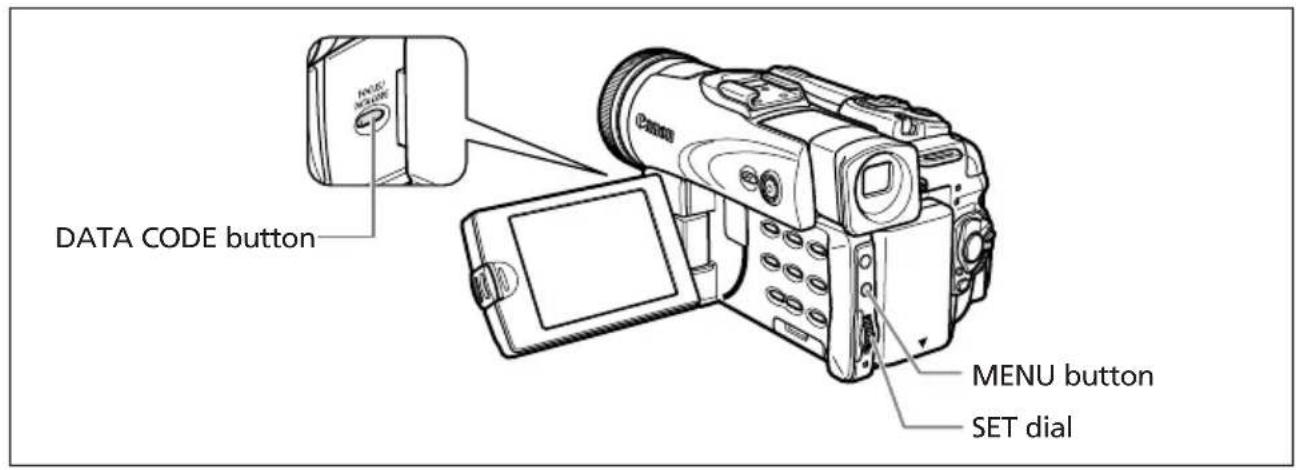 CANON MVX25i - Displaying the Data Code - 1