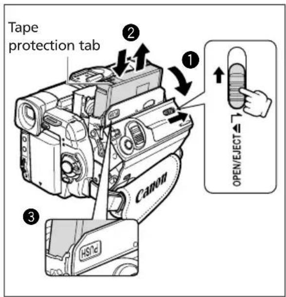 CANON MVX25i - Loading/Unloading a Cassette - 1