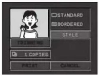 CANON MVX350i - In the print setting menu, turn the SET dial to select [STYLE] and press the SET dial. - 1