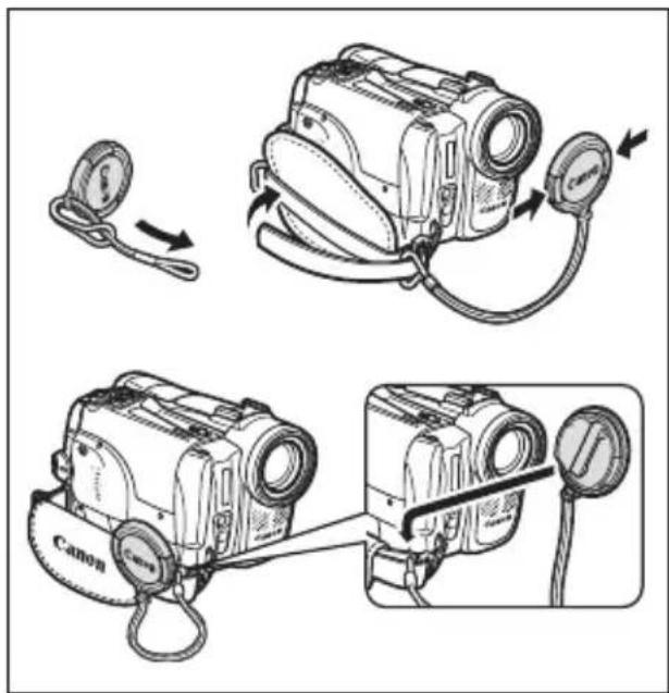 CANON MVX350i - Attaching the Lens Cap - 1