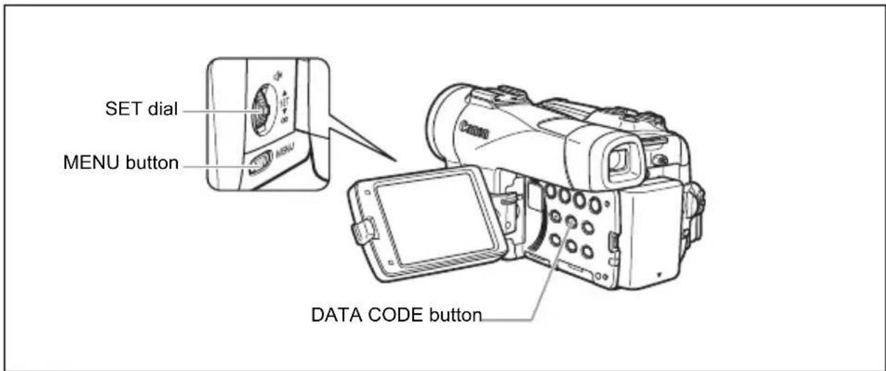 CANON MVX350i - Displaying the Data Code - 1