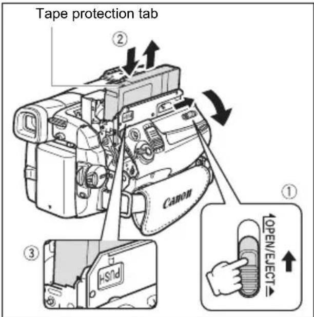 CANON MVX350i - Loading/Unloading a Cassette - 1