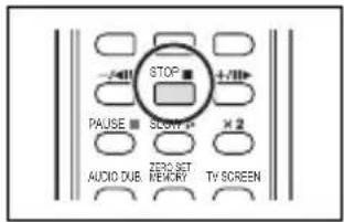 CANON MVX350i - Press the STOP button on the wireless controller to stop dubbing. - 1